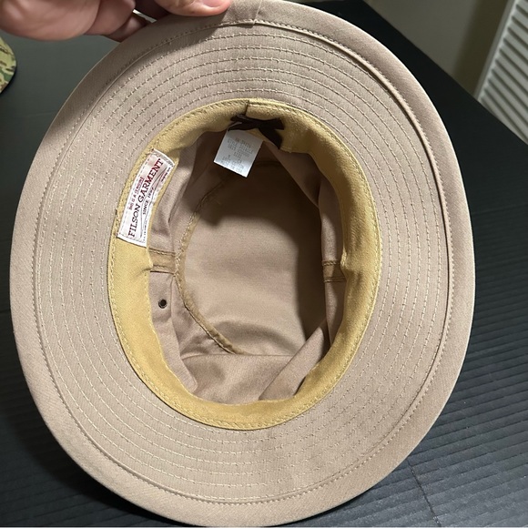 C.C Filson Co. Seattle Tin Cloth Packer Hat Vintage Waxed Canvas Leather Tan MED - Picture 6 of 7